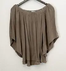 Lavender Brown  Off Shoulder Blouse Top Brown Taupe XS