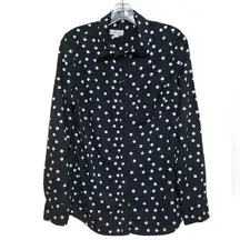 Merona Black and White Polka Dot LongSleeve  Shirt Women's Sz Small