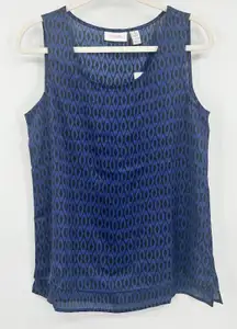 NWT Chicos Womens Ikat Layers Remi Tank Top Blouse Size 1 / M‎ Carbon Blue