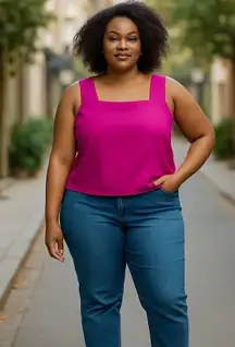 New York Company Tank Top Knit XXL Cropped NWT Burgundy Casual Preppy Classic