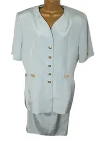 Vtg 80s 90s John Meyer of Norwich Textured Two-Piece Skirt Suit Set Mint 16