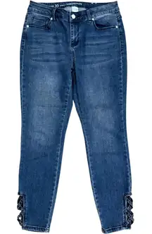 Women's Westpoint 10 Ankle Skinny Blue Jeans with Lattice Detail