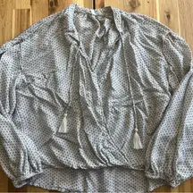 Lou & Grey for LOFT Printed Tassel Tie Blouse Women’s XS