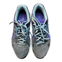 Asics GEL Running Shoes Womens Size 9 Purple Teal Gray Mesh Road Sneakers T474N