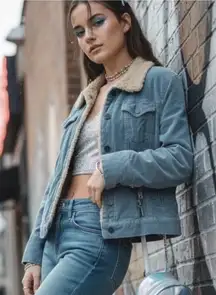 Y2K Vintage Gap Velvet Sherpa Fur Lined Velvet Trucker Jacket Women's Size XL