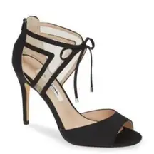 Nina Caleya black mesh tie closure stiletto heels sz 8