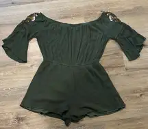 Love, Fire Olive Green romper  - floral