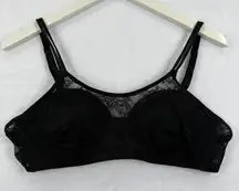 Le Mystere Black Lace Full Coverage Bra 38B Adjustable Straps Back Closure