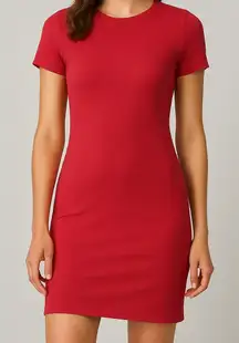 Jordan Red Ruched Sheath T-Shirt Dress Midi Size Medium