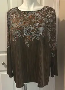 Vintage Bob Mackie Embellished Long Sleeve Blouse, Size 1X
