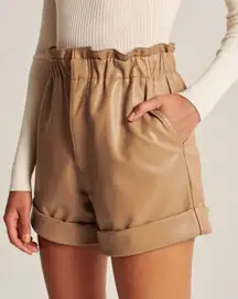 Abercrombie and‎ Fitch Shorts Faux Vegan Leather High Waist Camel Tan Size Large