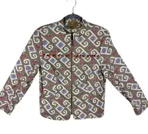 Peck & Peck Weekend Multicolor Full Zip Beaded Mock Neck Light Cotton Jacket 10