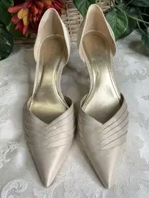 Wedding Soecial Event Nude Satin Pleated D’Orsay 4” Heels 8.5