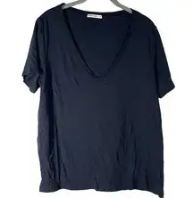 Marine Layer Women's V-Neck T-Shirt Size Small Black Supima Cotton/Modal Blend