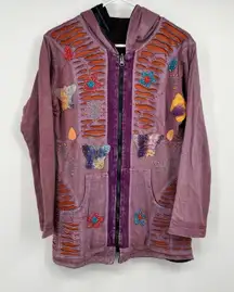 Rising International Hippie Boho Hippie Butterflies Embroidered Reversible Zip