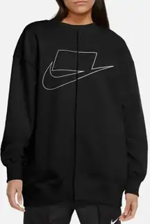 Nike Sportswear Crewneck Sweatshirt Black Back Zipper Size S Streetwear