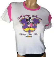 Disney  Mickey Unlimited Mickey Mouse 90s Spring Time Baby Tee, White One Size