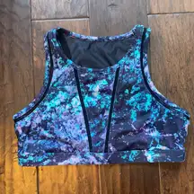 Fabletics High Neck Sports Bra Mesh Size Small Purple/Teal