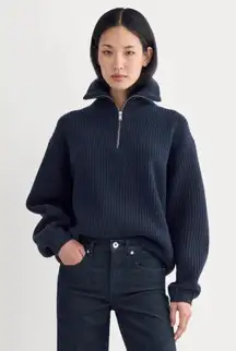 Everlane The Half-Zip Sweater in Luxe Merino in Navy, Size X-Small