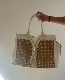 Beige White Oversized Purse