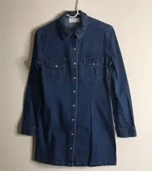 Kendall Kylie Denim Western Mini Dress Pearl Snap size medium