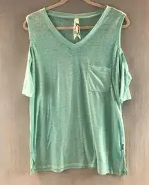 Seven7 Mint cold shoulder shirt size large