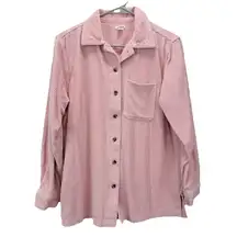 LL Bean Light Pink Wide Wale Corduroy Oversized Button Up Cotton Shirt‎ Size XS