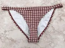 White and Brown Gingham Cheeky  Bikini Swim Bottoms