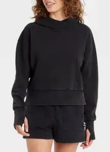 Joy Lab Black Acid Wash Cropped Hoodie Size Large