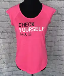 heat gear scoopneck cap sleeve open mesh back top pink small