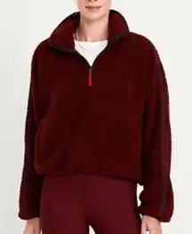 Old Navy Sherpa Quarter Zip Crop Maroon Size XXL NWT