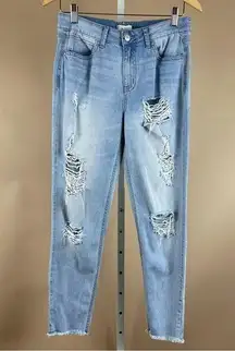 Sky & Sparrow Juniors Size 7 Distressed Raw Hem Light Wash Cali Jeans Beachy