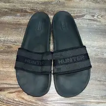 Hunter Originally Elastic Black Slide Sandals Size 7