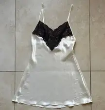 Val Mode Lingerie White & Gray Slip Dress USA Made Size S