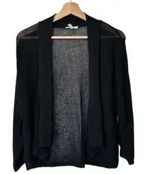 Eileen Fisher Black fishnet black Open-Front cardigan size M