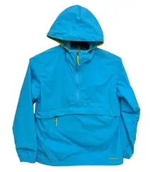 LL Bean‎ Jacket Womens Medium Blue Pullover Hooded Windbreaker
