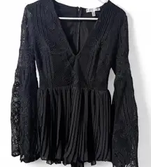Rare London Deep V Neck Boho Romper CottageCore Cocktail Classy Bell Sleeves