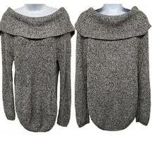 Marled Knit Off the Shoulder Oversized Snails Cinnamon Tunic Sweater Top