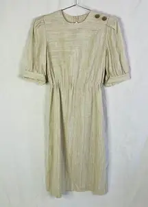 Modest Beige Midi Dress Vintage 10 Textured A Line Minimalist USA