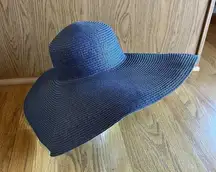 Boden Sun Hat Wide Brim Navy Vacation Beach Nautical Floppy Paper 21.5 Small/Med