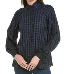 Cabi Aberdeen Checkered Ruffle Shirt S