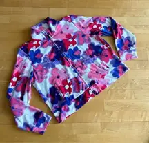 Juicy Couture “All Over Floral” Terrycloth Zip Up Jacket, Pink, Purple, Size XL