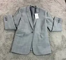 NWT Theory Essential Jacket Cyrus Grid Grey Wool Women Blazer Sz 10 Career $395