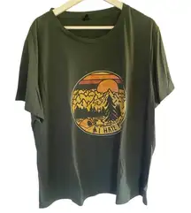 Shein curve size 3 XL green short sleeve shirt, Mountainscape I hate people