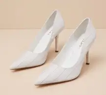 Lulus Pinstripe White Heels