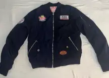 Coca Bella Moto‎ Racing Bomber Jacket – Navy Satin Patch Streetwear Y2K Style
