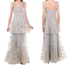 Notte Marchesa  Gown Prom Wedding Tiered Peplum Tulle Size 10