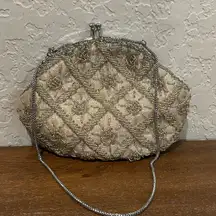 Vintage Beaded Embellished Kiss Lock Evening Statement Purse Bag