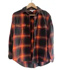 Taylor Swift evermore flannel button-down shirt grey orange black old navy Med