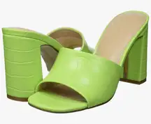 NWT The Drop Lime Green Pattie High Block-Heeled Mule Sandal - 7.5